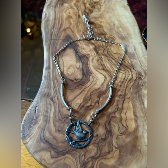 Vintage Sterling Silver Art Deco Swallow Original Necklace - Picture 7 of 7